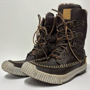 TIMBERLAND Hookset Brown Leather Lace Up All Weather Winter Snow Boots Mens 10